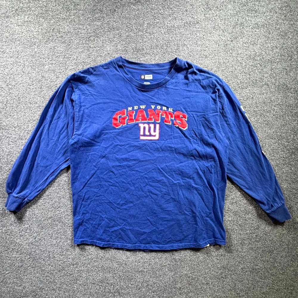 NFL New York Giants T-Shirt Mens XL Royal Blue Graphic Logo Long Sleeve Athletic